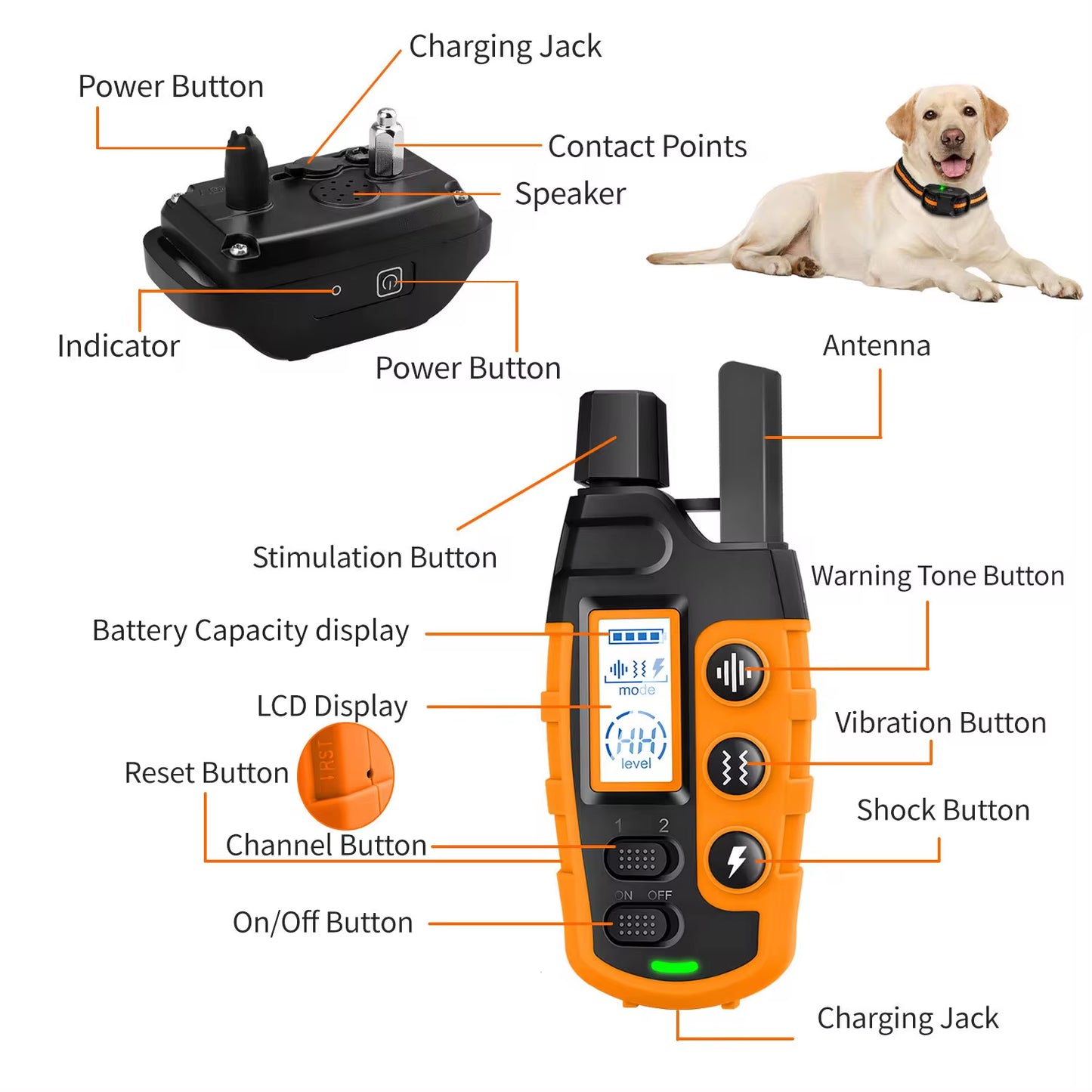 Ultimate Waterproof Electric Dog Training Collar with Remote Control - Perfect for 5-120 lbs Puppies - Shock & Vibration Modes