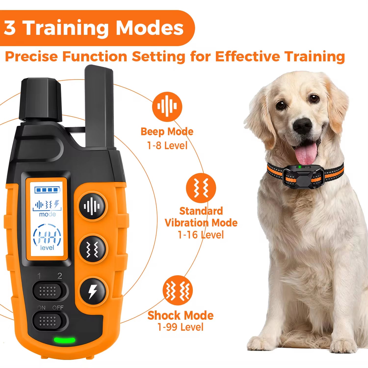 Ultimate Waterproof Electric Dog Training Collar with Remote Control - Perfect for 5-120 lbs Puppies - Shock & Vibration Modes